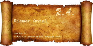 Riemer Antal névjegykártya
